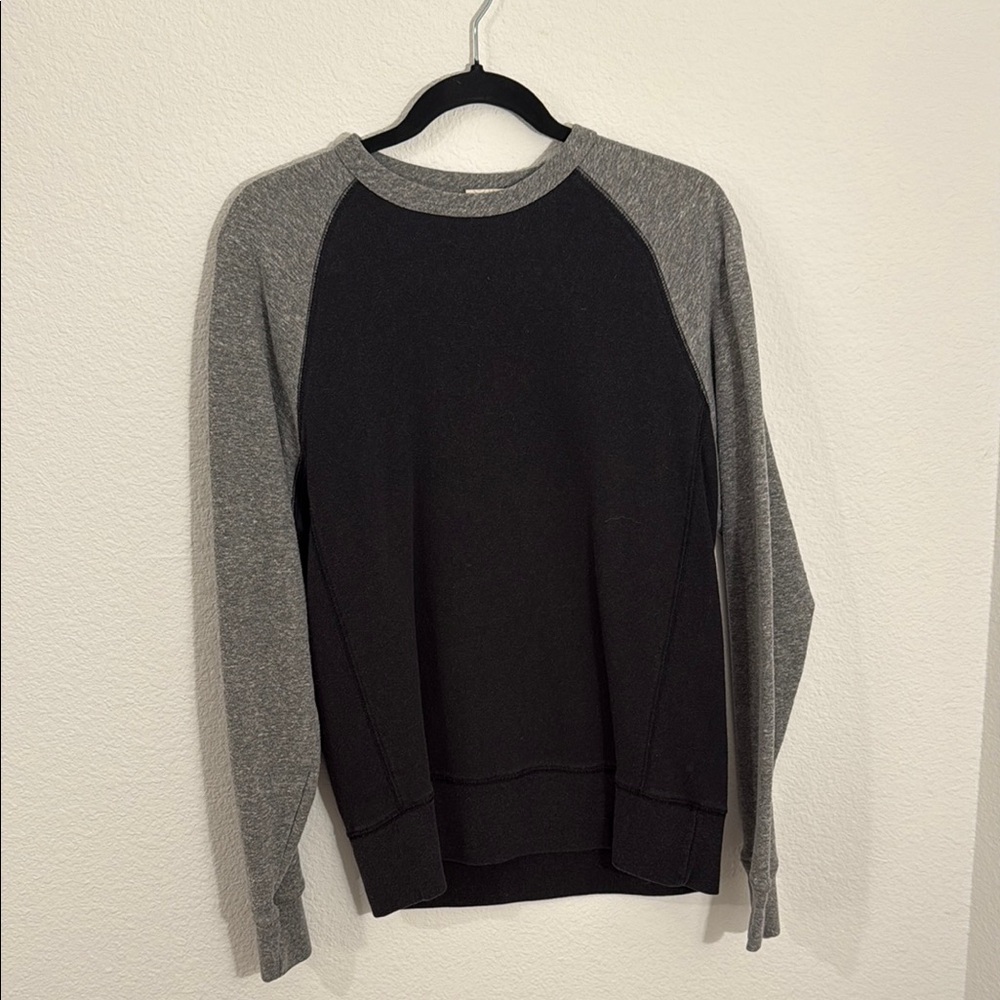 Black and Gray Crewneck Sweater with Color-Block Design